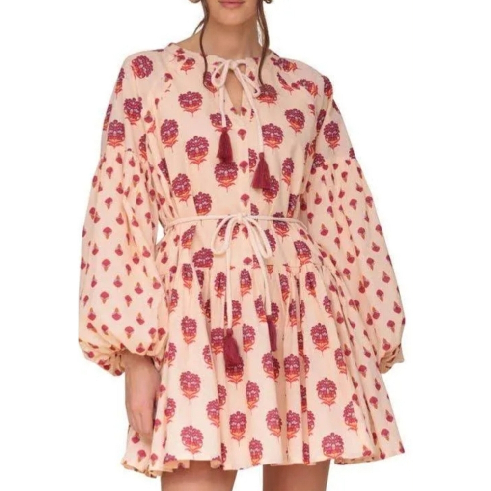 🔥Avec Les Filles Cotton Mixed-Print Floral Print Dress - Picture 3 of 6